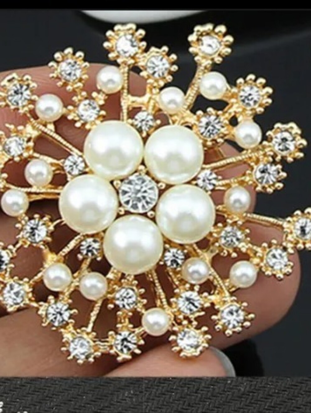Gold-Tone Pearl & Crystal Floral Brooch - Women Jewelry